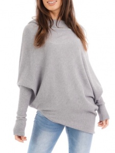 Asymmetric Fine Knit jumper - Light Grey